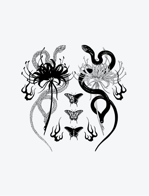 Snake n Bones Set (5 Tattoos)