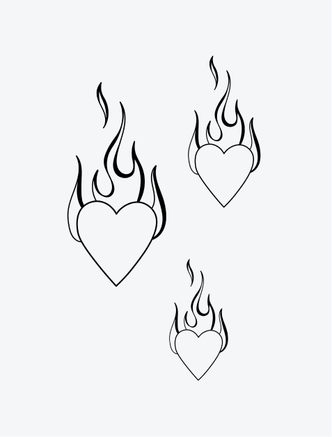 Three Fire Hearts Bundle(3 Tattoos)